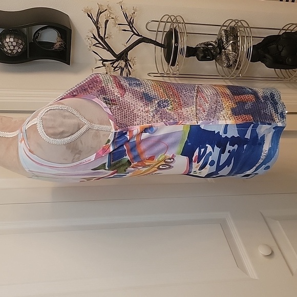 Ellen Negley / Art & Sol Sequin Tropical Nautical Tank. Size M, Like New! - Picture 2 of 4